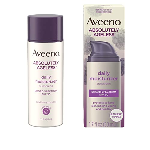 Aveeno Absolutely Ageless Daily Facial Moisturizer with Broad Spectrum SPF 30 Sunscreen, Antioxidant-Rich Blackberry Complex, Vitamins C & E, Hypoallergenic, Non-Comedogenic & Oil-Free, 1.7 fl. Oz