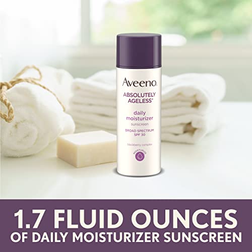 Aveeno Absolutely Ageless Daily Facial Moisturizer with Broad Spectrum SPF 30 Sunscreen, Antioxidant-Rich Blackberry Complex, Vitamins C & E, Hypoallergenic, Non-Comedogenic & Oil-Free, 1.7 fl. Oz