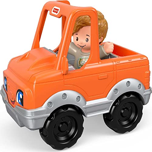 Fisher-Price Little People Toddler Toy Help A Friend Pick Up Truck Orange Vehicle & Figure for Pretend Play Ages 1+ Years