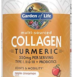 Garden of Life Multi-Sourced Protein Hydrolyzed Collagen Peptides Powder Supplements for Women Men Joints Mobility, Apple Cinnamon, Turmeric, 20 Servings, 7.76 Oz