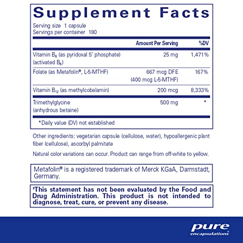 Pure Encapsulations Homocysteine Factors | Supplement to Support Normal Homocysteine Levels and Cardiovascular Health* | 180 Capsules