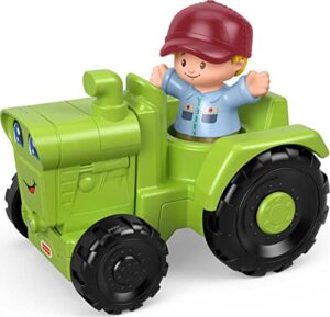 fisher-price little people toddler farm toy helpful harvester tractor & farmer figure for pretend play ages 1+ years