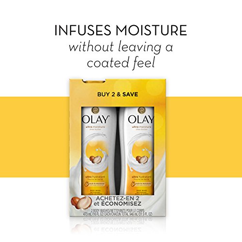 Body Wash for Women by Olay, Body Wash with Shea Butter - 16 Fl Oz- (Pack of 2)