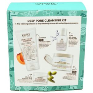 Kiehl's Deep Pore Cleansing and Hydrating Set:: Ultra Facial Cleanser, Rare Earth Deep Pore Cleansing Masque, Daily Refining Milk-Peel Toner, Ultra Facial Moisturizing Cream with Squalane