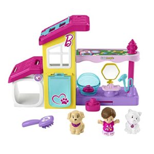 fisher-price little people barbie toddler playset play and care pet spa with music sounds & 4 pieces for ages 18+ months