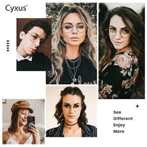 Cyxus Blue Light Glasses for Women Round Wire Frame UV Blocking Filter Computer Glasses Men Clear Lens Metal Eyewear Ultralight Relieve Digital Screen Eye Strain, Headache