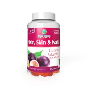 best earth naturals hair skin & nails gummy vitamins – gluten free, delicious gummies for women & men with vitamins, biotin, collagen & more – 30 count