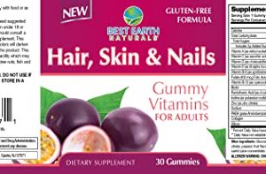 Best Earth Naturals Hair Skin & Nails Gummy Vitamins - Gluten Free, Delicious Gummies for Women & Men with Vitamins, Biotin, Collagen & More - 30 Count