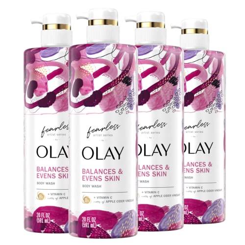 Olay Fearless Artist Series Skin Balancing Body Wash with Vitamin C and Notes of Apple Cider Vinegar 20 oz (Pack of 4)