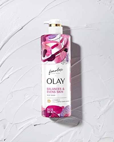 Olay Fearless Artist Series Skin Balancing Body Wash with Vitamin C and Notes of Apple Cider Vinegar 20 oz (Pack of 4)