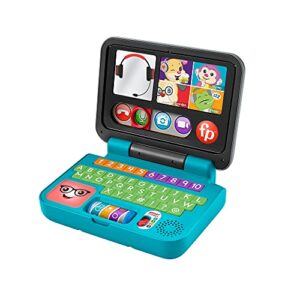 fisher-price laugh & learn baby to toddler toy let’s connect laptop pretend computer with smart stages for ages 6+ months