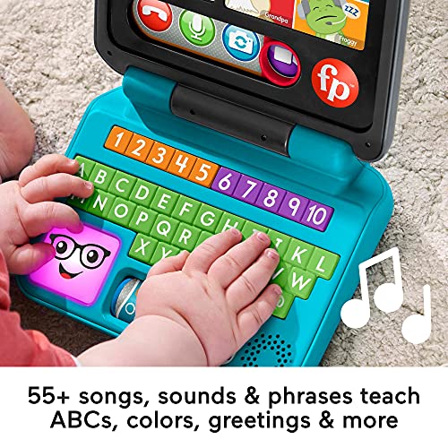 Fisher-Price Laugh & Learn Baby to Toddler Toy Let’S Connect Laptop Pretend Computer with Smart Stages for Ages 6+ Months