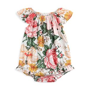 simplee kids baby girls summer romper cotton onesie infant newborn floral ruffled sleeveless bodysuit for 12 months red