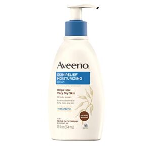 Aveeno Skin Relief Moisturizing Lotion with Scent Triple Oat Complex Dimethicone Skin Protectant for Sensitive ExtraDry Itchy Skin, Coconut, 12 Fl Oz