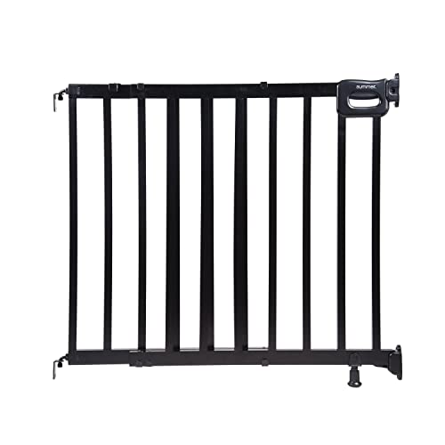 Summer Infant Summer Deluxe Stairway Simple to Secure Wood Safety Baby Gate, Fits Openings 30-48" Wide, for Doorways & Stairways, 32" Tall Walk-Through Baby & Pet Gate, Black, One Size