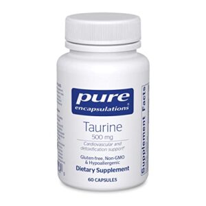 pure encapsulations taurine 500 mg | amino acid supplement for liver, eye health, antioxidants, heart, brain, and muscles* | 60 capsules