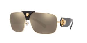versace ve 2207q 1002/5 gold metal square sunglasses gold mirror lens
