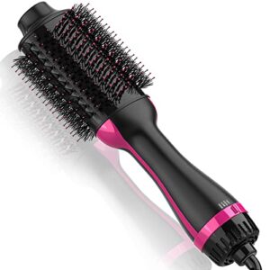 hair dryer brush blow dryer brush in one, 4 in 1 one-step hair dryer and styler volumizer with negative ion ceramic hot air styling brush, professional salon hair straightener brush 75mm oval barrel