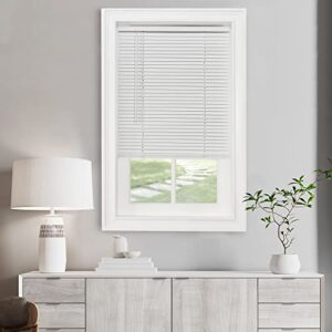 Cordless Light Filtering Mini Blind - 46 Inch Length, 64 Inch Height, 1" Slat Size - Pearl White - Cordless GII Morningstar Horizontal Windows Blinds for Interior by Achim Home Decor