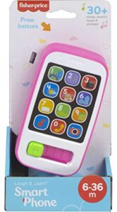 fisher-price laugh & learn baby & toddler toy smart phone with educational music & lights for ages 6+ months, pink