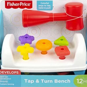 Fisher-Price Toddler Toy Tap & Turn Bench Pretend Tools 2-Sided Construction Set For Ages 1+ Years