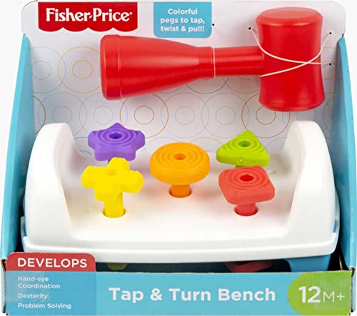 Fisher-Price Toddler Toy Tap & Turn Bench Pretend Tools 2-Sided Construction Set For Ages 1+ Years