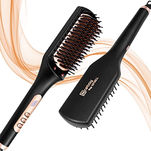 Hair Straightener Brush, Nicebay Ionic Hair Straightener Comb with 6 Temp,Auto-Off & Anti-Scald & Effective Hair Care, Fast Heating Hair Straightening Brush for Women