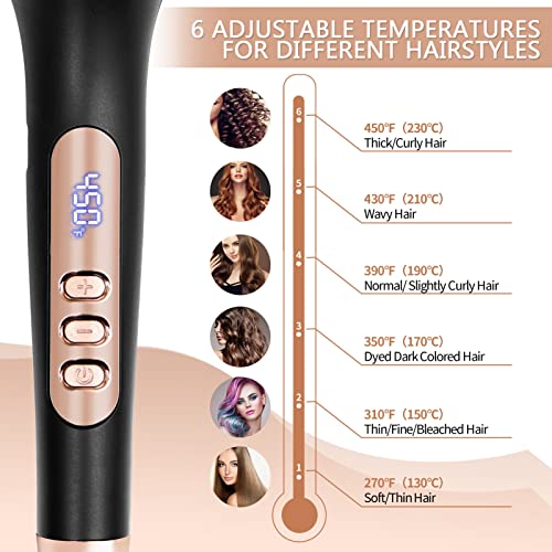 Hair Straightener Brush, Nicebay Ionic Hair Straightener Comb with 6 Temp,Auto-Off & Anti-Scald & Effective Hair Care, Fast Heating Hair Straightening Brush for Women