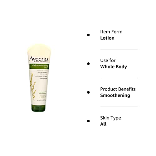 Aveeno Daily Moisturizing Body Lotion with Soothing Oat and Rich Emollients to Nourish Dry Skin, Fragrance-Free, 8 fl. oz (Pack of 2)