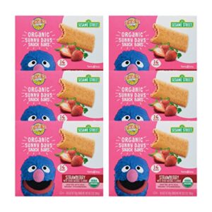 earth’s best organic kids snacks, sesame street toddler snacks, organic sunny days snack bars for toddlers 2 years and older, strawberry with other natural flavors, 16 bars per box (pack of 6)