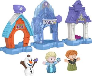 disney frozen toddler toys little people snowflake village playset with anna elsa & olaf figures for ages 18+ months