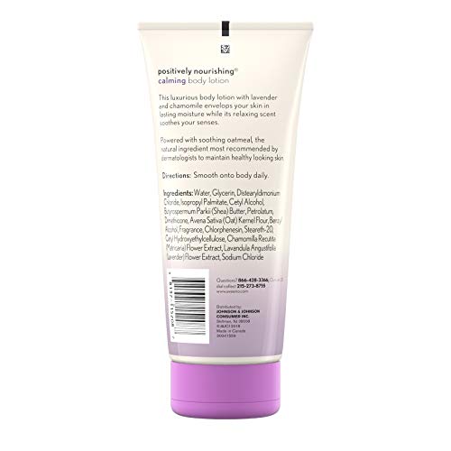 Aveeno Positively Nourishing Calming Body Lotion with Lavender, Chamomile, Soothing Oatmeal & Shea Butter, Daily Moisturizing Lotion for All-Day Hydration & Dry Skin Relief, 7 Oz