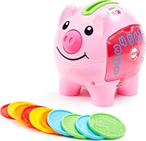fisher-price laugh & learn baby learning toy smart stages piggy bank with songs sounds and phrases for infant to toddler play [amazon exclusive]