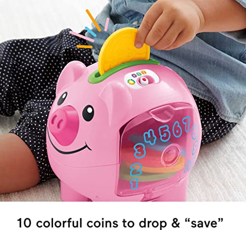 Fisher-Price Laugh & Learn Baby Learning Toy Smart Stages Piggy Bank With Songs Sounds And Phrases For Infant To Toddler Play [Amazon Exclusive]