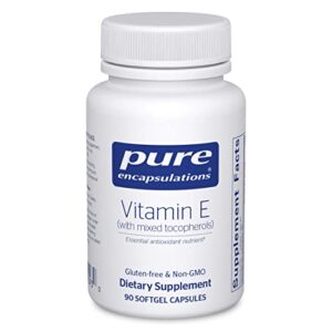 pure encapsulations vitamin e (with mixed tocopherols) | antioxidant supplement to support cellular respiration and cardiovascular health* | 90 softgel capsules