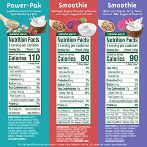 Sprout Organic Baby Food, Stage 4 Toddler Pouches, 8 Flavor Power Pak and Smoothie Sampler, 4 Oz Purees 12 Count (Pack of 1)