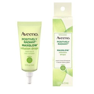 aveeno positively radiant maxglow infusion drops with moisture rich soy & kiwi complex, hypoallergenic, non-comedogenic, paraben- & phthalate-free moisturizing facial serum, 0.17 fl. oz