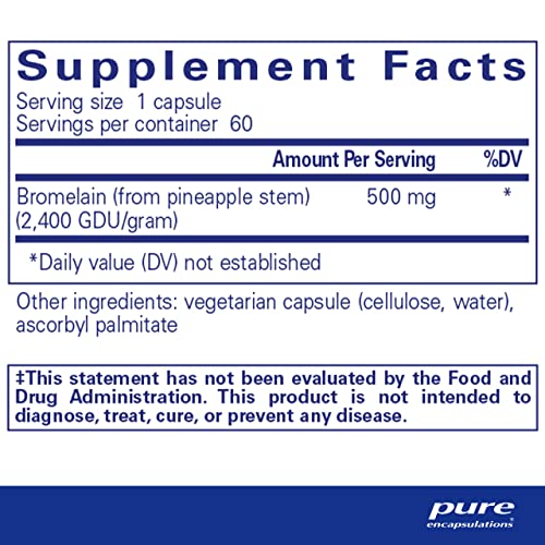 Pure Encapsulations Bromelain 2400 | 500 mg Supplement for Immune and Digestive Support, Enzymes, Joints, Muscle Recovery, and Bone Health* | 60 Capsules