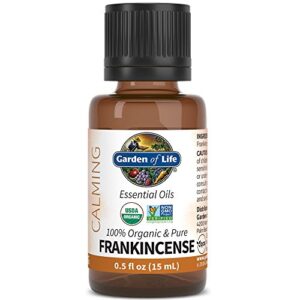 Garden of Life Essential Oil, Frankincense 0.5 fl oz (15 mL), USDA Organic & Pure, Clean, Undiluted & Non-GMO - for Diffuser, Aromatherapy, Meditation, Skincare - Calming, Uplifting, Soothing