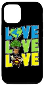 iphone 12/12 pro earth love trees and nature love bees earth science case