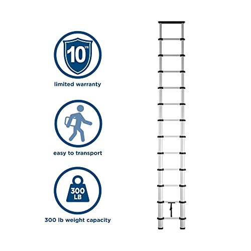 COSCO SmartClose Telescoping Aluminum Ladder with top Cap (300-lb Capacity, 12.5 ft. Ladder with 16 Ft. Max Reach)