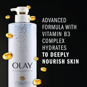 Olay Exfoliating & Hydrating Body Wash With Deep Sea Minerals Coconut Water and Vitamin B3 20 fl oz (Pack of 4)