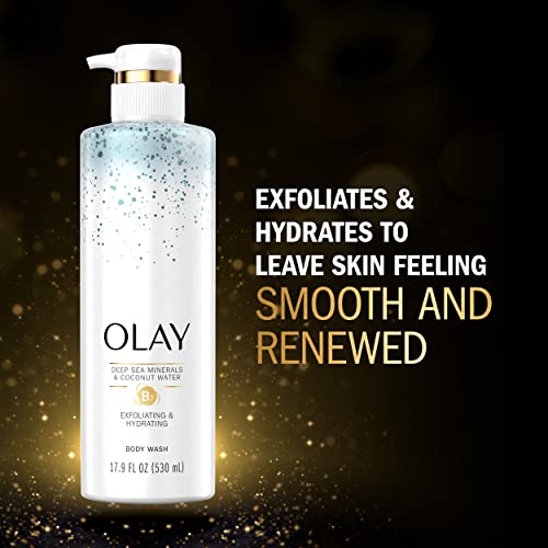 Olay Exfoliating & Hydrating Body Wash With Deep Sea Minerals Coconut Water and Vitamin B3 20 fl oz (Pack of 4)