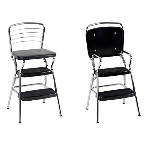 COSCO 11140CBB1E Stylaire Chair and Step Stool, Black