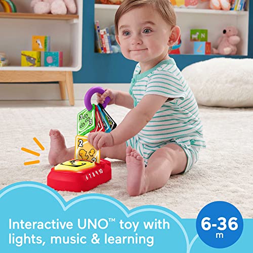 Fisher-Price Laugh & Learn Baby & Toddler Toy Counting and Colors Uno with Educational Music & Lights for Ages 6+ Months