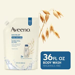 Aveeno Skin Relief Body Wash, Fragrance Free, Refill, 36 Fl. Oz Skin Relief Fragrance-Free Moisturizing Body Wash