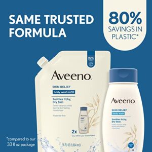 Aveeno Skin Relief Body Wash, Fragrance Free, Refill, 36 Fl. Oz Skin Relief Fragrance-Free Moisturizing Body Wash