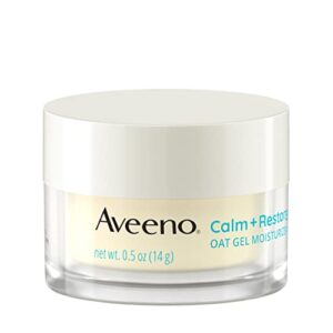 Aveeno Calm + Restore Oat Gel Facial Moisturizer for Sensitive Skin, Fast-Absorbing, Soothing Lightweight Gel Cream Face Moisturizer with Prebiotic Oat & Feverfew, Fragrance-Free, 0.5 oz