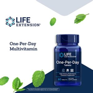 Life Extension One-Per-Day Multivitamin - Essential Vitamins & Minerals - for Healthy Immune Function, Cellular, Blood Vessel, Heart & Brain Health - Non-GMO, Gluten-Free - 60 Tablets