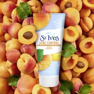 St. Ives Acne Control Face Scrub Deeply Exfoliates and Prevents Acne for Smooth, Glowing Skin Apricot Made with Oil-Free Salicylic Acid Acne Medication, Made with 100% Natural Exfoliants 6 oz 4 Count